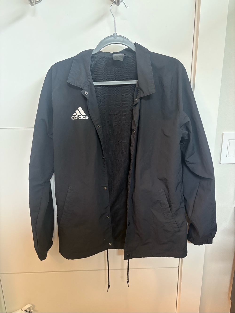adidas Black Lightweight Coach Jacket with Logo